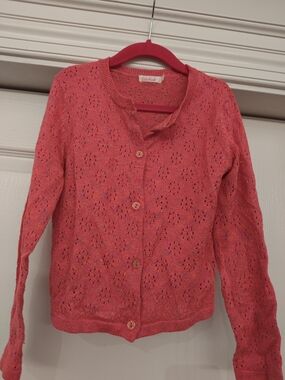 Billieblush Coral Pink Eyelet Knit Cardigan
